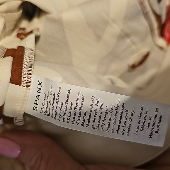 Spanx On-the-Go Printed Ankle Slim Straight Pant clay zebra stripe small WP63 - Picture 9 of 9